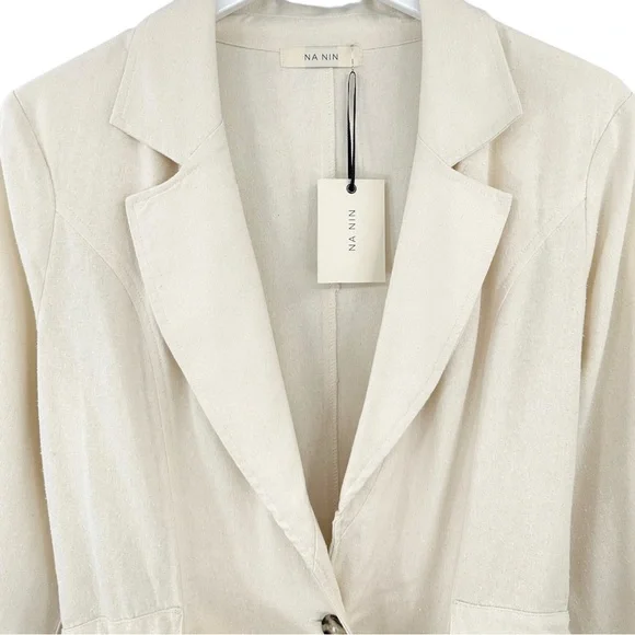 Chic Cream Belted Blazer for Women - Picture 6 of 11